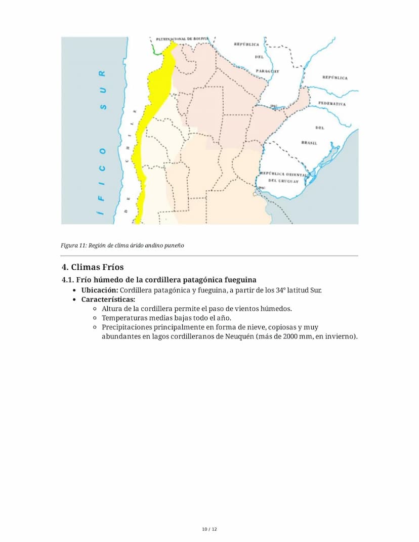 Climas de la República Argentina
La República Argentina presenta una gran diversidad climática debido a su extensión
latitudinal, la influen