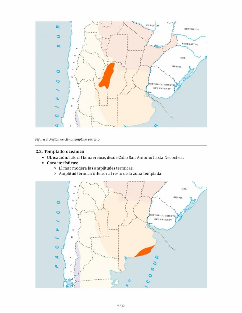 Climas de la República Argentina
La República Argentina presenta una gran diversidad climática debido a su extensión
latitudinal, la influen
