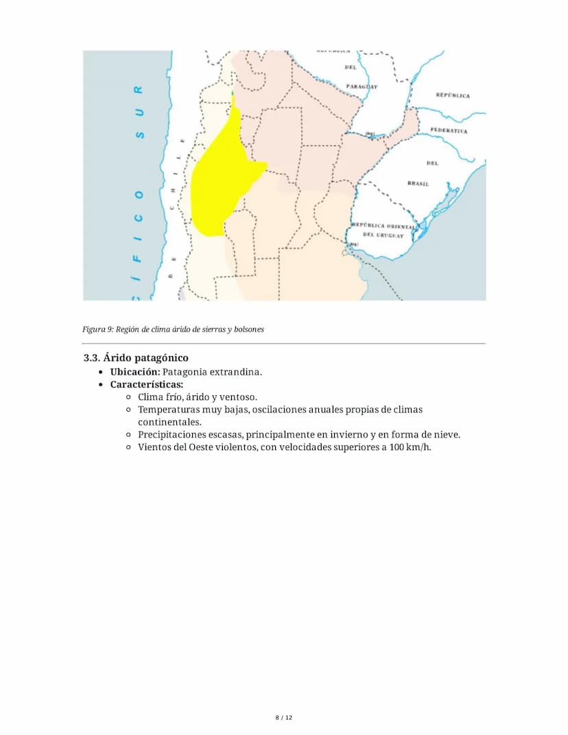 Climas de la República Argentina
La República Argentina presenta una gran diversidad climática debido a su extensión
latitudinal, la influen