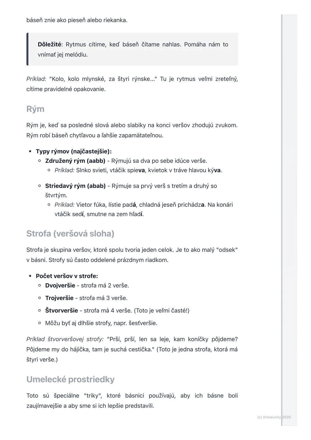 # Poézia

1. Prehľad poézie

Poézia je jeden z hlavných literárnych žánrov, ktorý sa líši od prózy (príbehov a
rozprávok) tým, že je písaná 