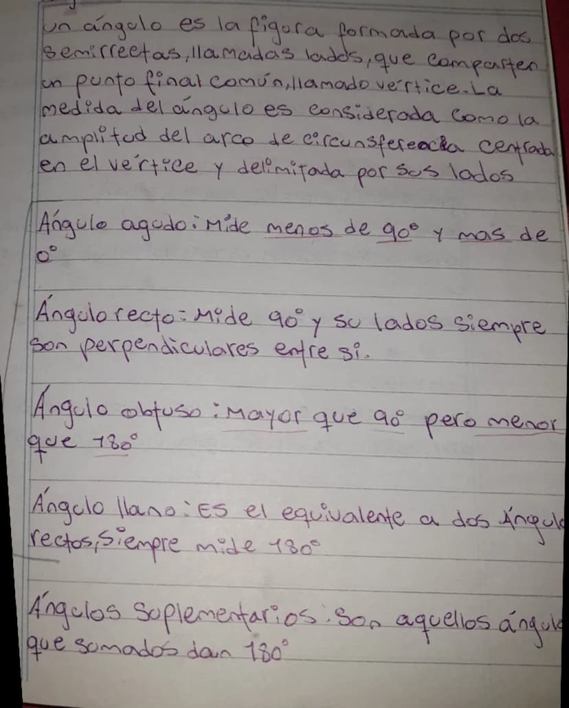sn
un angulo es la figura formada por dos
semirreetas, llamadas lados, que comparten.
punto final común, llamado vertice.La
medida del angul