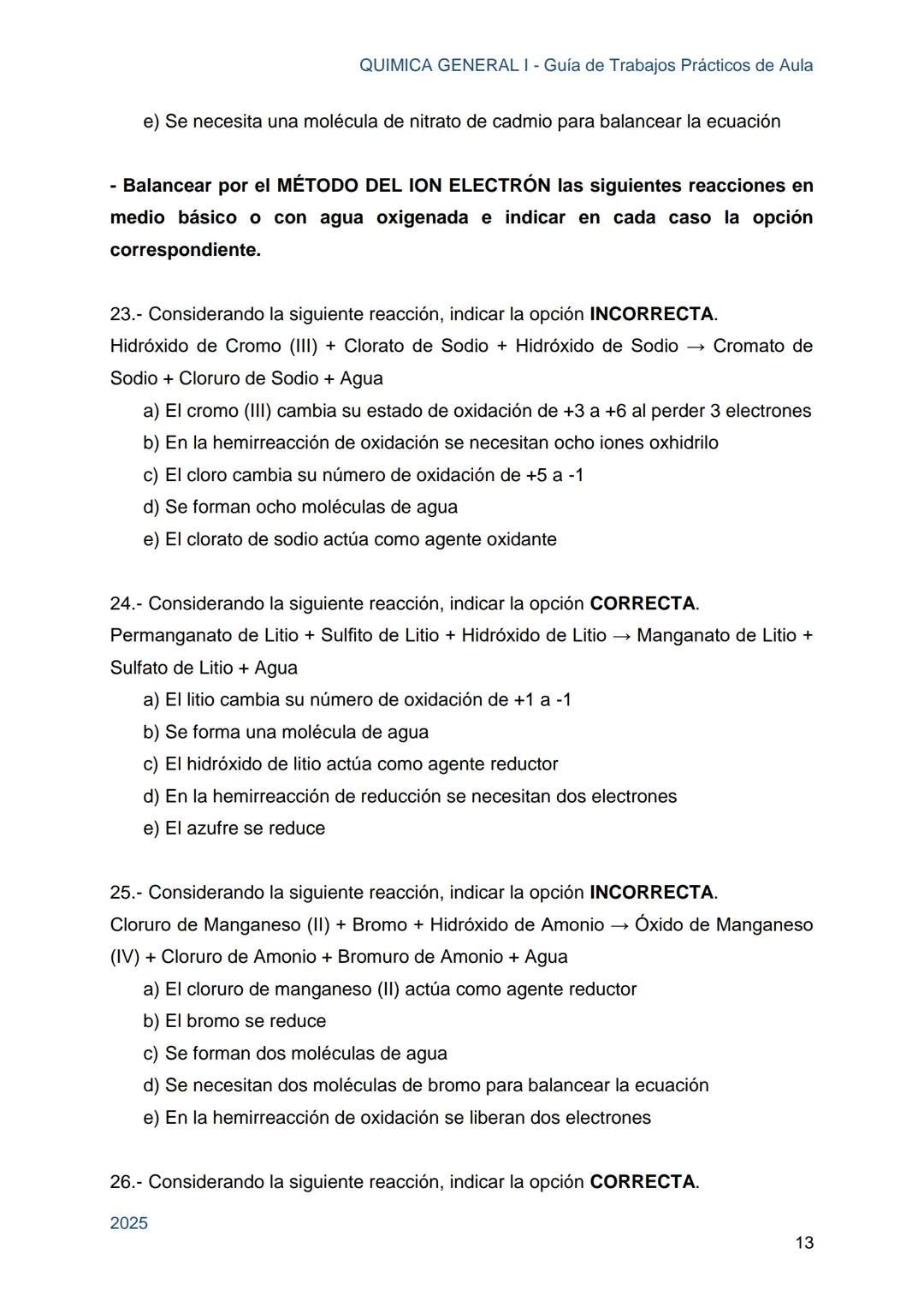 Guía de Trabajos
Prácticos de Aula
QUÍMICA
GENERAL I
Licenciatura en Química
Licenciatura en Bioquímica
Farmacia
Profesorado Universitario e