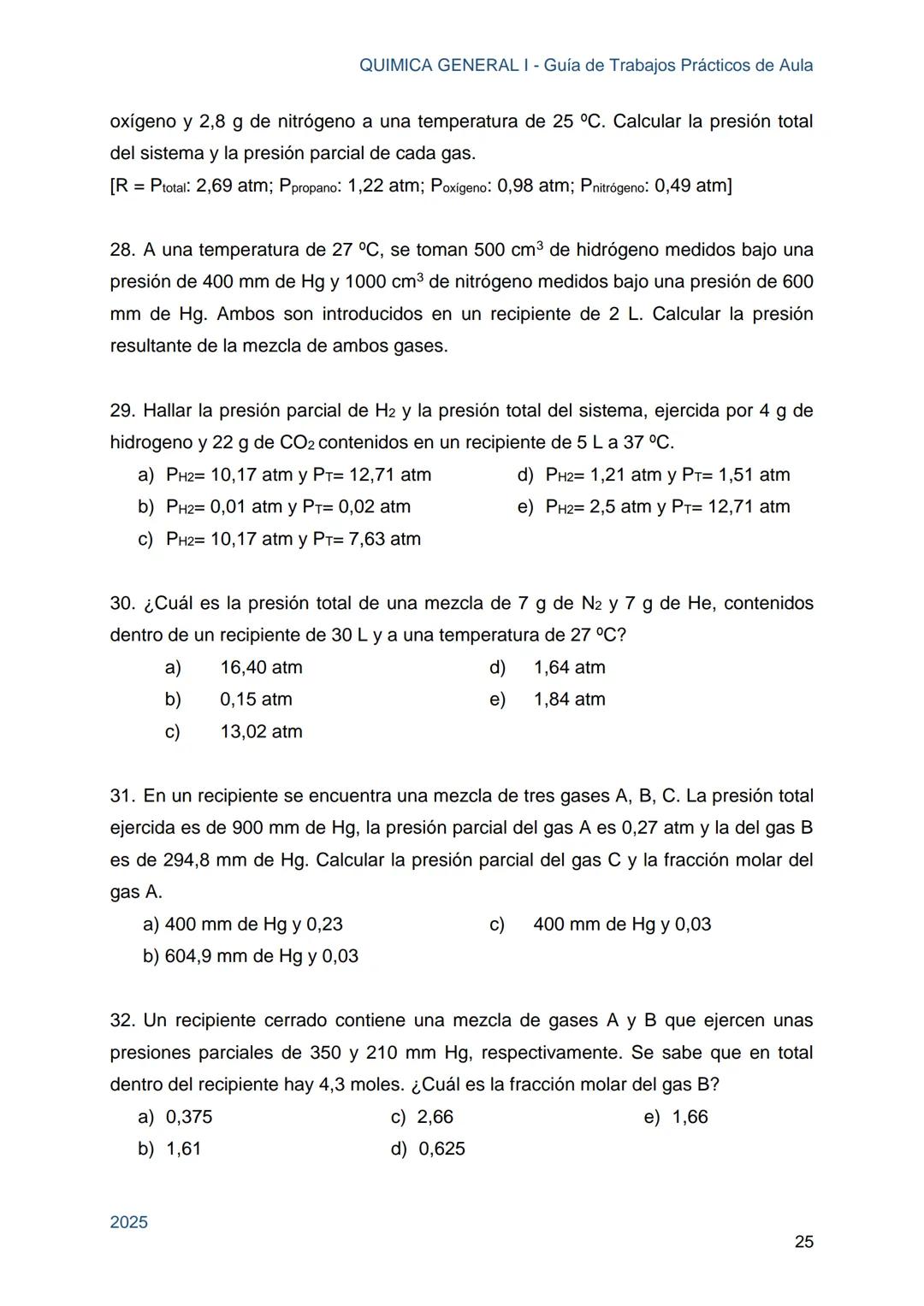 Guía de Trabajos
Prácticos de Aula
QUÍMICA
GENERAL I
Licenciatura en Química
Licenciatura en Bioquímica
Farmacia
Profesorado Universitario e