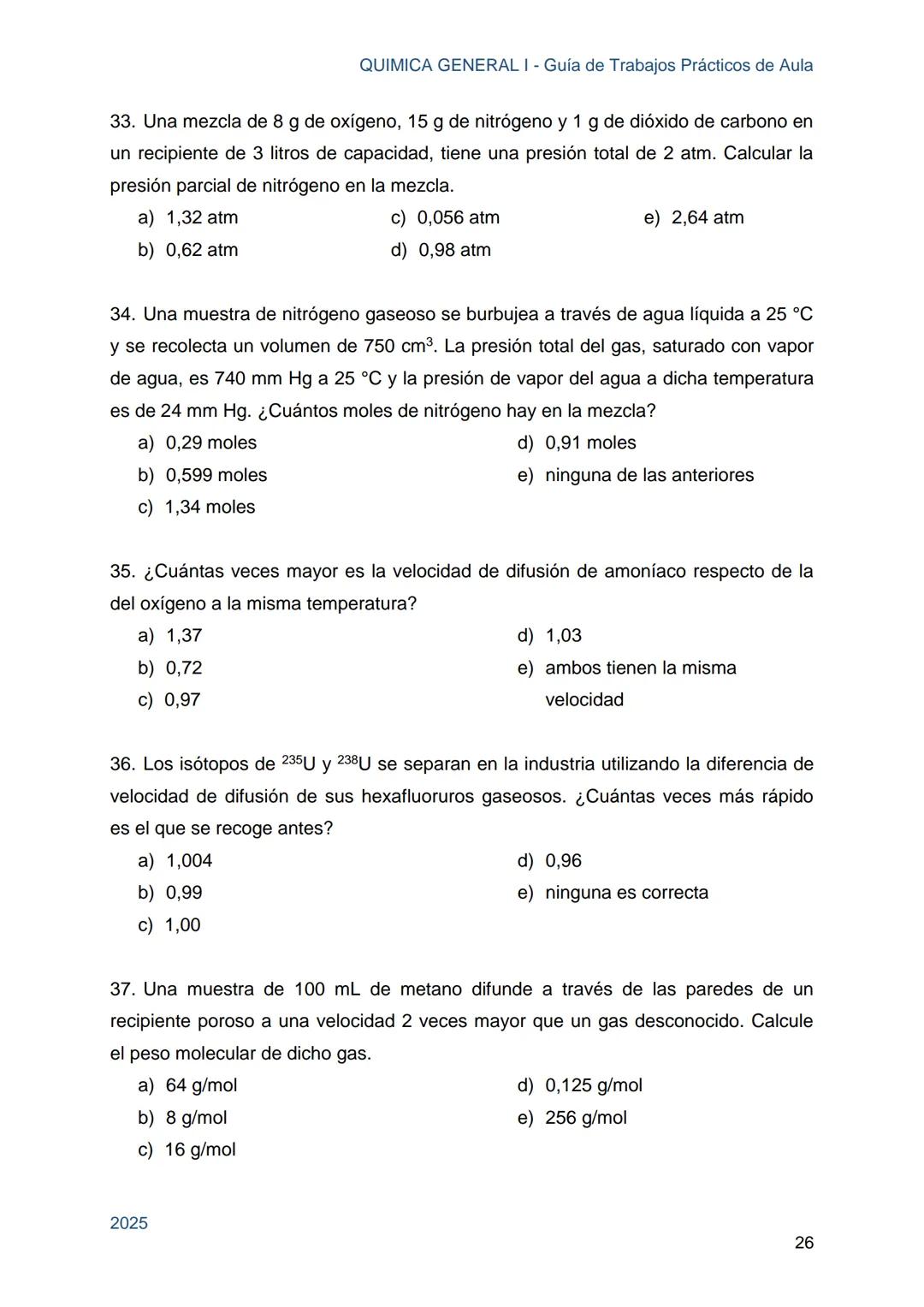 Guía de Trabajos
Prácticos de Aula
QUÍMICA
GENERAL I
Licenciatura en Química
Licenciatura en Bioquímica
Farmacia
Profesorado Universitario e