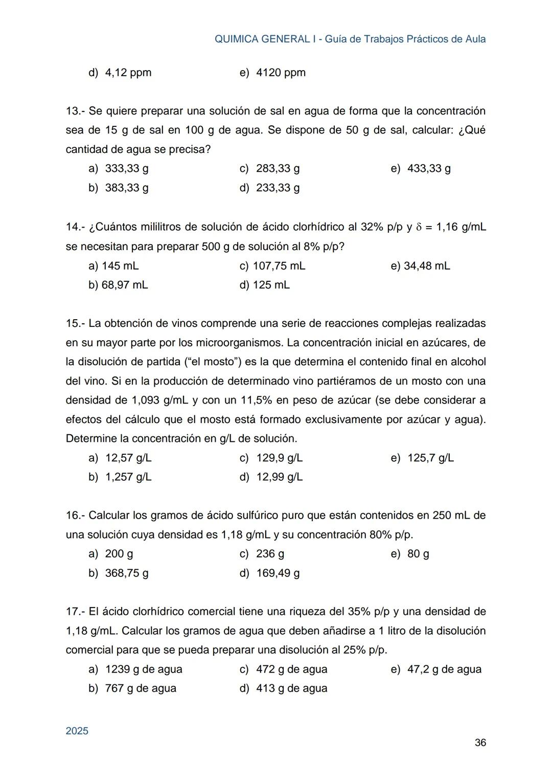 Guía de Trabajos
Prácticos de Aula
QUÍMICA
GENERAL I
Licenciatura en Química
Licenciatura en Bioquímica
Farmacia
Profesorado Universitario e