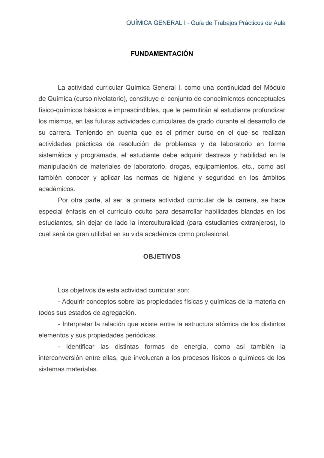 Guía de Trabajos
Prácticos de Aula
QUÍMICA
GENERAL I
Licenciatura en Química
Licenciatura en Bioquímica
Farmacia
Profesorado Universitario e