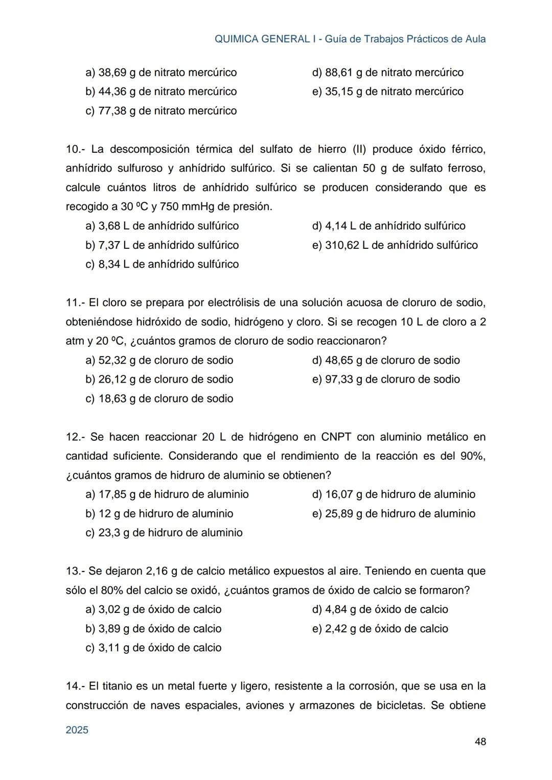 Guía de Trabajos
Prácticos de Aula
QUÍMICA
GENERAL I
Licenciatura en Química
Licenciatura en Bioquímica
Farmacia
Profesorado Universitario e