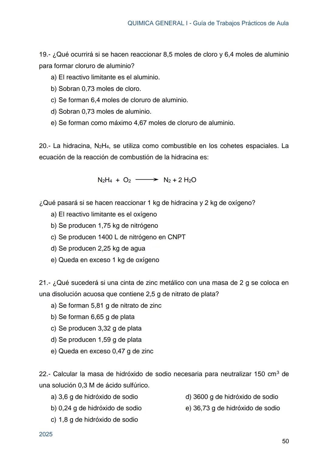 Guía de Trabajos
Prácticos de Aula
QUÍMICA
GENERAL I
Licenciatura en Química
Licenciatura en Bioquímica
Farmacia
Profesorado Universitario e