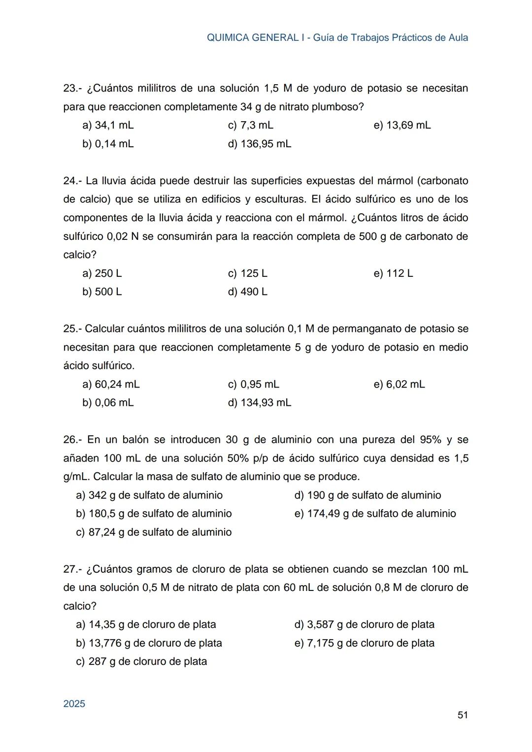 Guía de Trabajos
Prácticos de Aula
QUÍMICA
GENERAL I
Licenciatura en Química
Licenciatura en Bioquímica
Farmacia
Profesorado Universitario e