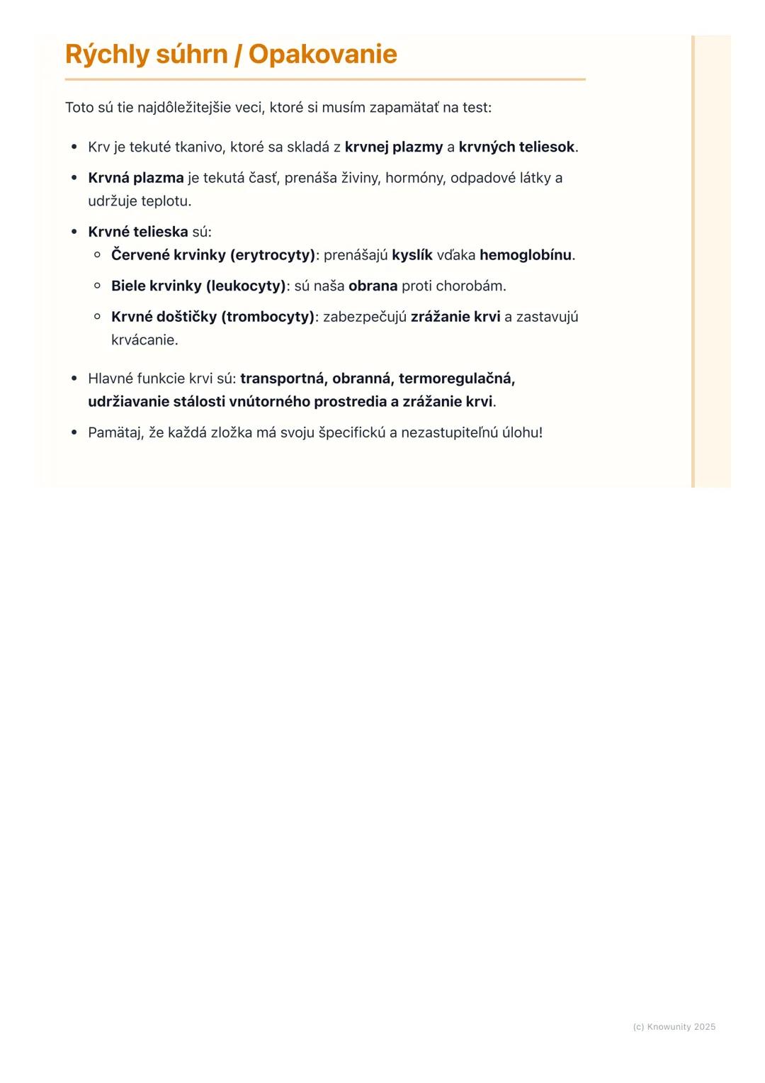 # Krv - zloženie a funkcia

Prehľad / Úvod

Krv je super dôležitá tekutina v našom tele. Je to vlastne také špeciálne tekuté
tkanivo, ktoré 