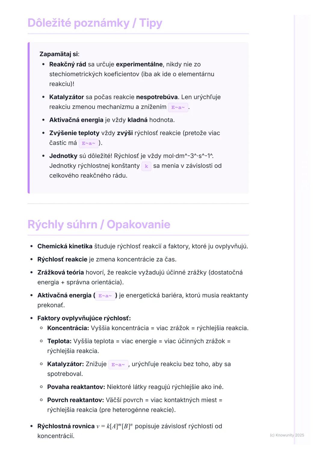 # Chemická kinetika

## Prehľad / Úvod

Chemická kinetika je oblasť chémie, ktorá sa zaoberá štúdiom rýchlosti,
akou prebiehajú chemické rea