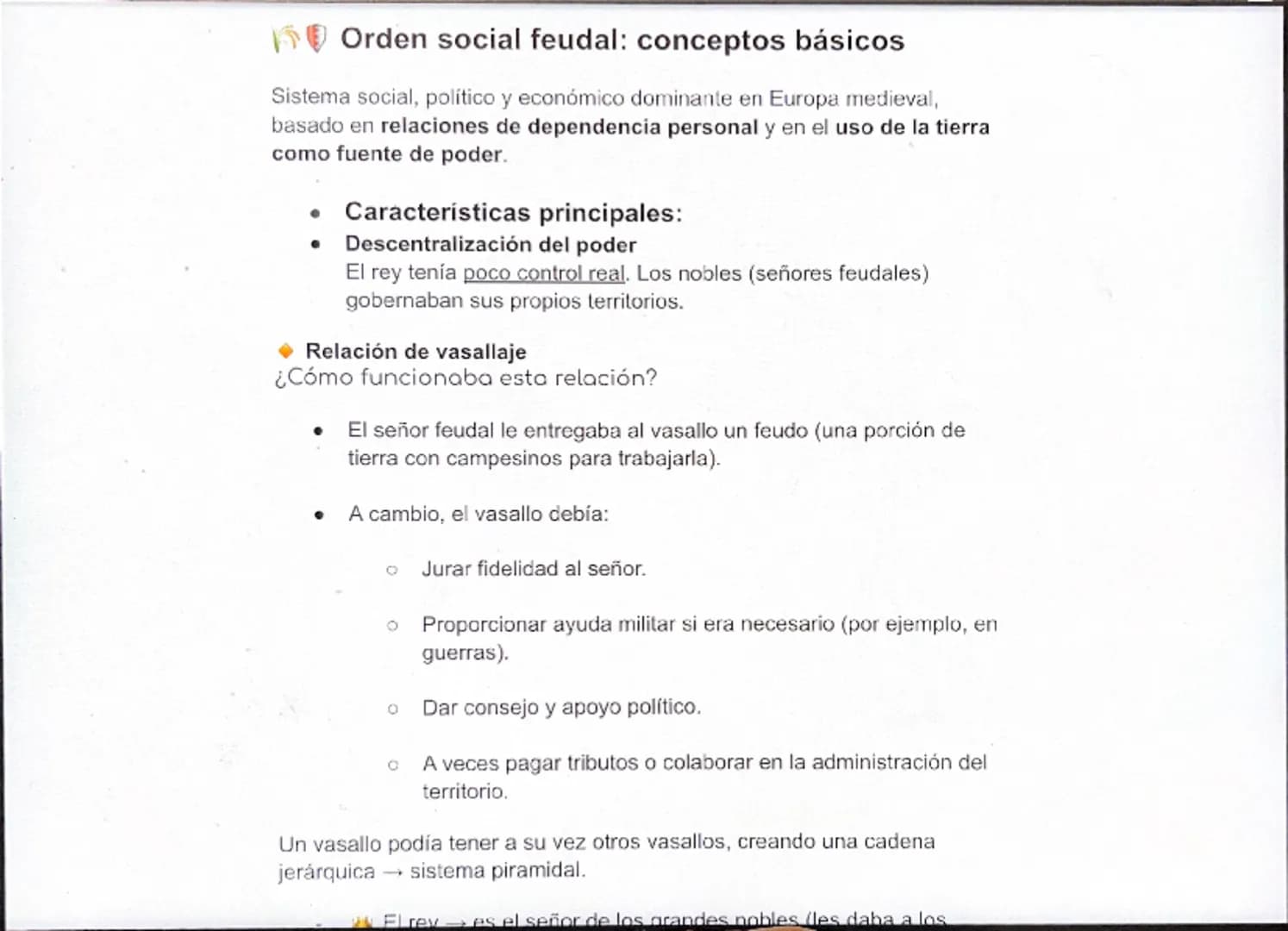 # Orden social feudal: conceptos básicos

Sistema social, político y económico dominante en Europa medieval,
basado en relaciones de depende