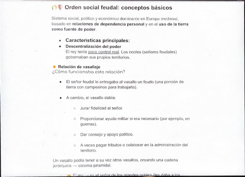 # Orden social feudal: conceptos básicos

Sistema social, político y económico dominante en Europa medieval,
basado en relaciones de depende