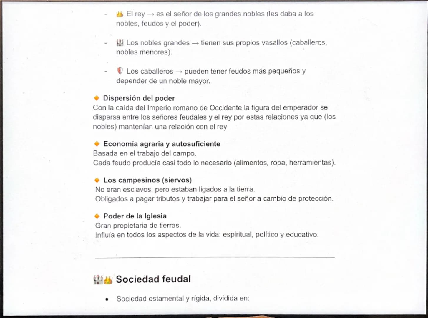 # Orden social feudal: conceptos básicos

Sistema social, político y económico dominante en Europa medieval,
basado en relaciones de depende