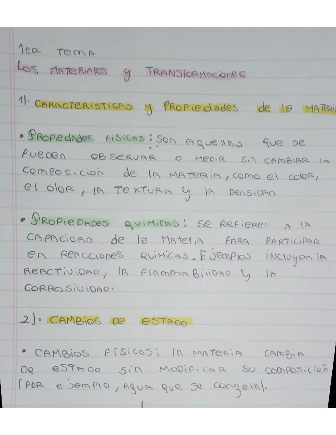 Los materiales y transformaciones 