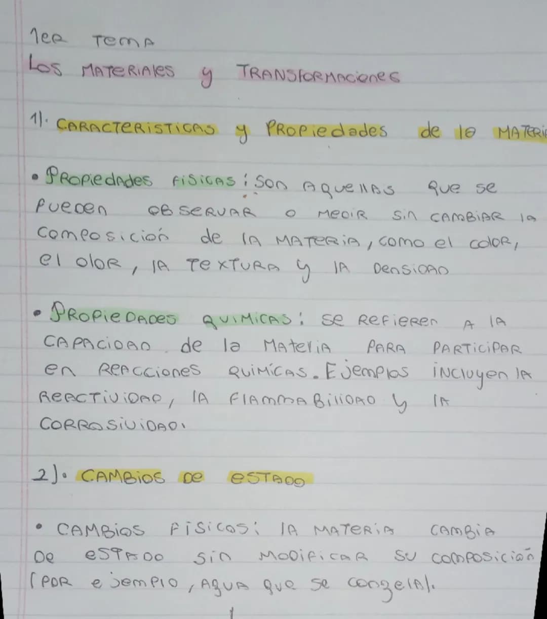 1ee
Tema
Los MATERIALes
y
TRANSFORMACones
11. CARACTERISTICAS
y
PROPiedades
de la MATERIA
• Propiedades FISICAS: Son aquellas
Pueden
OBSERVA