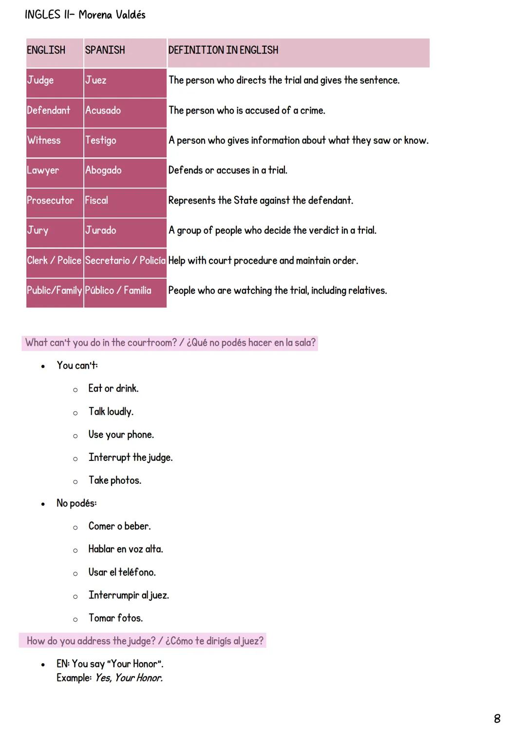 INGLES II- Morena Valdés
TIEMPOS VERBALES
PRESENTE SIMPLE
• Se utiliza para hablar de: acciones habituales, rutinas diarias, horarios y/o he