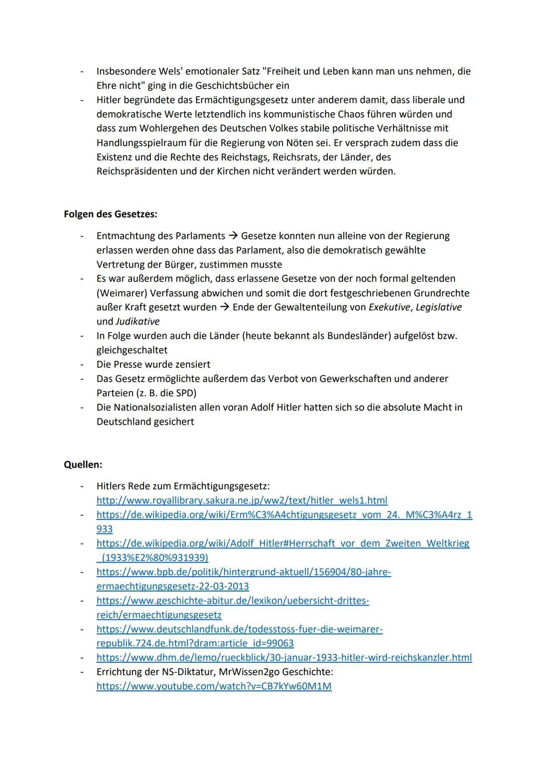 # Das Ermächtigungsgesetz - Zusammenfassung

Kurzfakten:

- Verabschiedet am 24. März 1933
- Gesetzgebende Gewalt des Parlaments (Legislativ