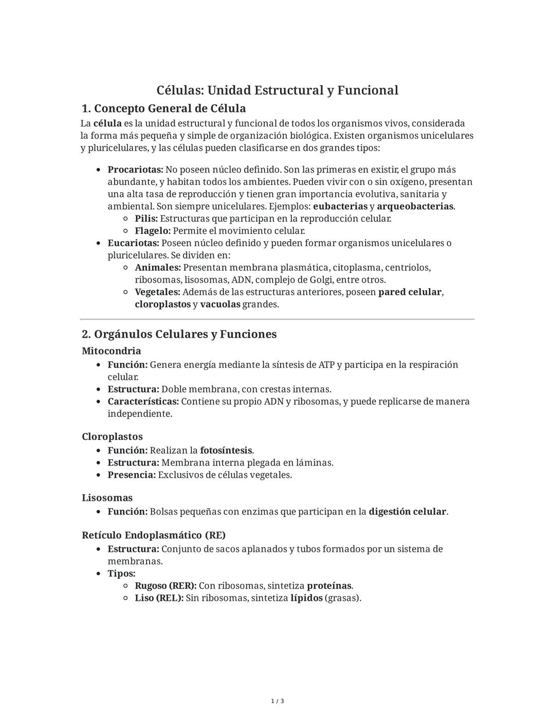 Células: Estructura y Función