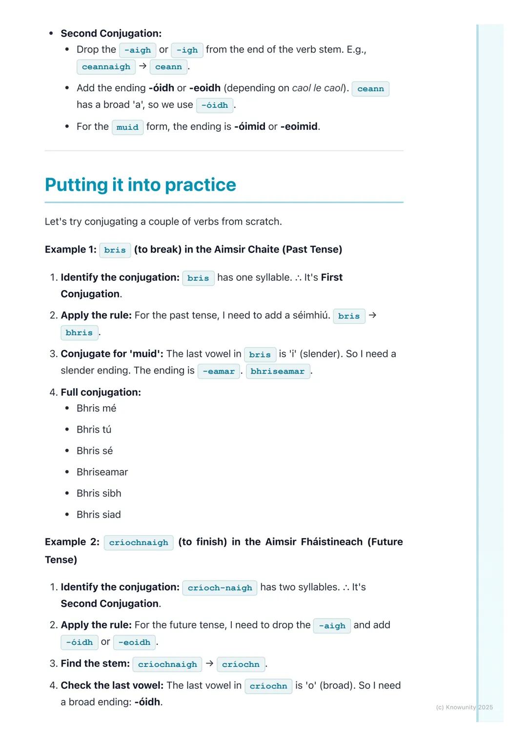 # An Chéad Réimniú & An Dara
# Réimniú (First & Second
# Conjugation Verbs)

## Introduction to verb conjugations

In Irish, not all verbs a