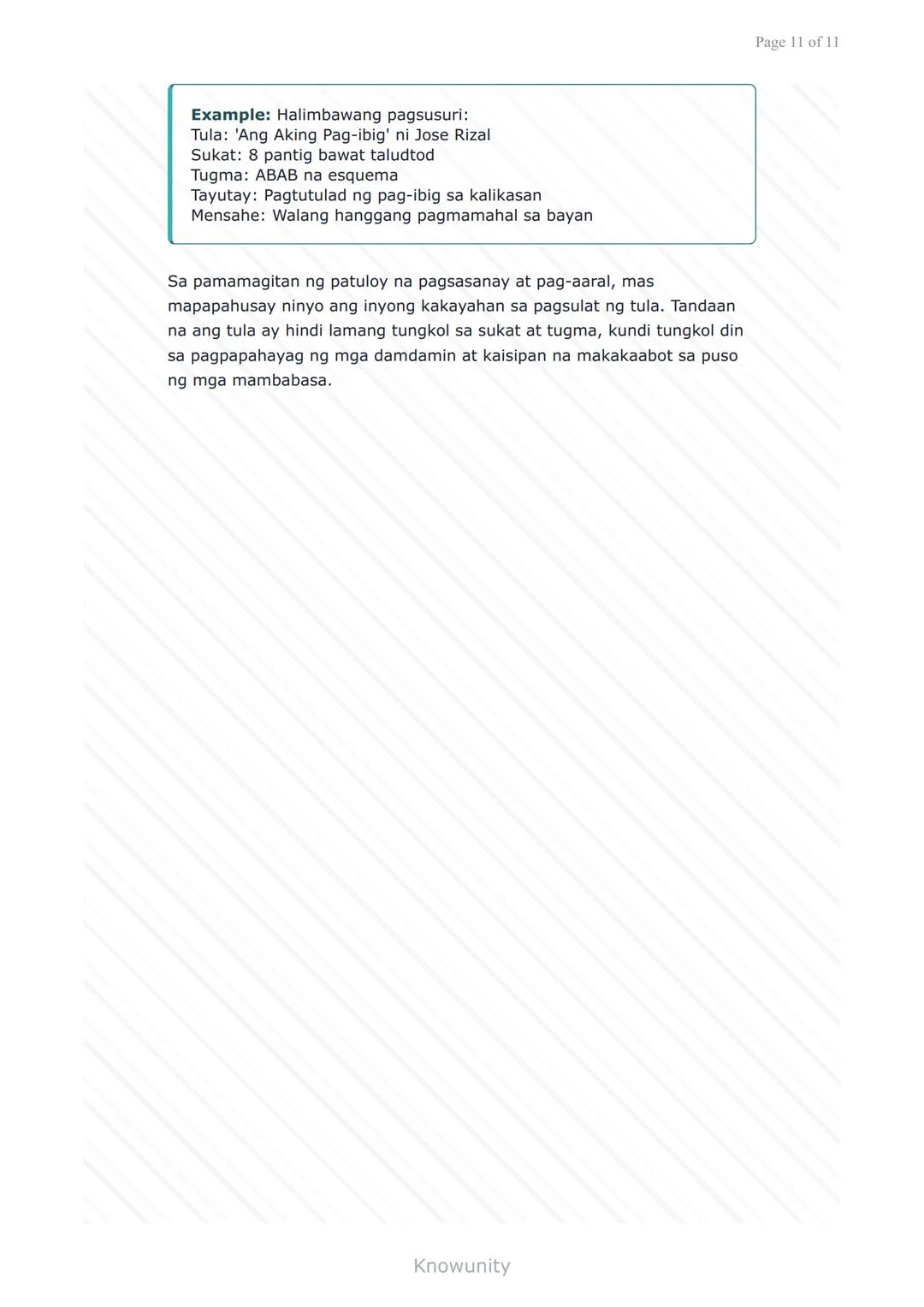 Pagsulat at Pagpapahayag: Pagbuo ng Tula
Pag-aaral sa mga elemento at pamamaraan ng
pagsulat ng tula
Mga Layuning Pang-edukasyon
Mauunawaan 