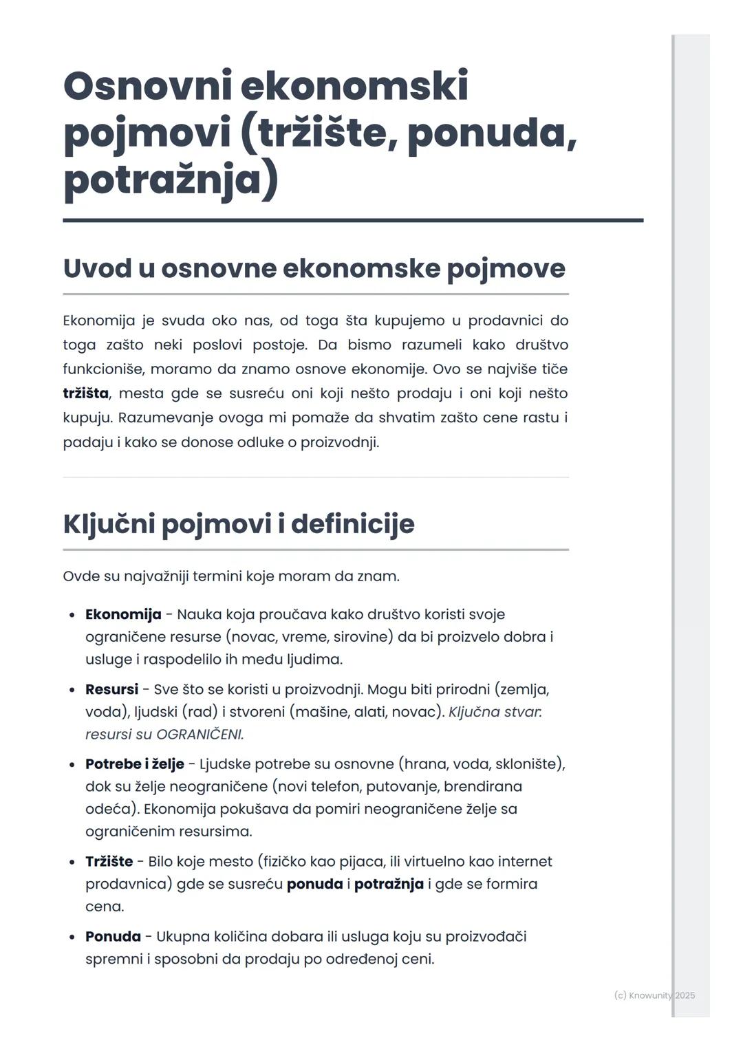 # Osnovni ekonomski
pojmovi (tržište, ponuda,
potražnja)

Uvod u osnovne ekonomske pojmove

Ekonomija je svuda oko nas, od toga šta kupujemo