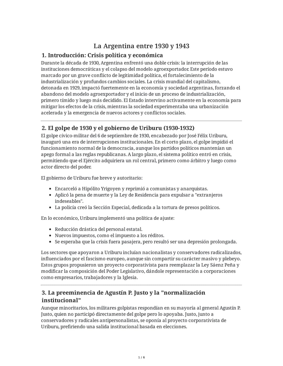 La Argentina entre 1930 y 1943
1. Introducción: Crisis política y económica
Durante la década de 1930, Argentina enfrentó una doble crisis: 