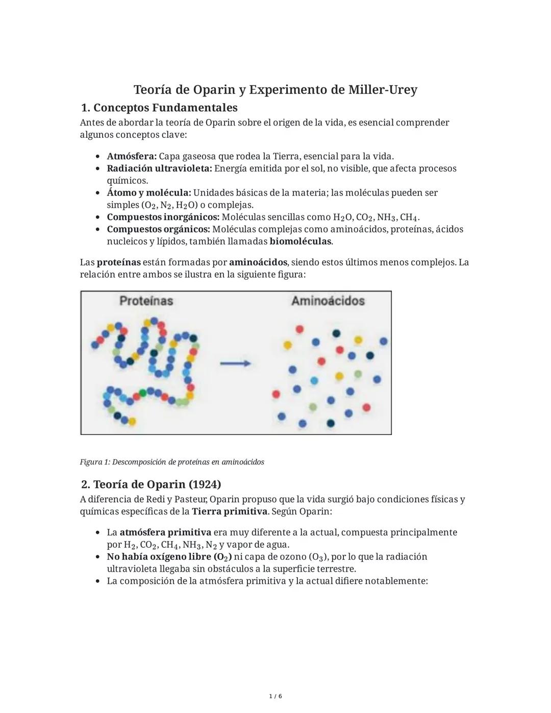 Teoría de Oparin y Experimento