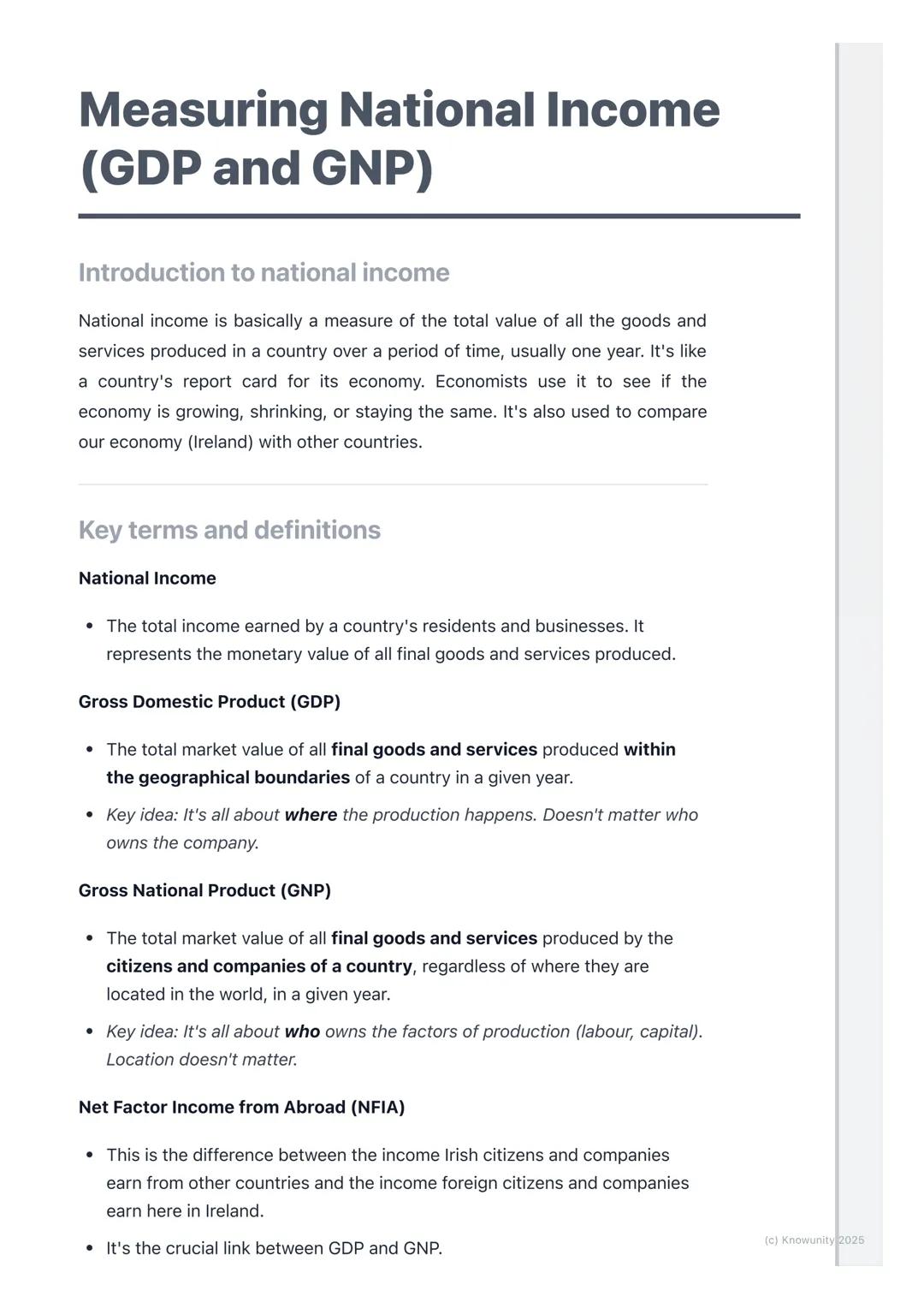 # Measuring National Income
(GDP and GNP)

Introduction to national income

National income is basically a measure of the total value of all