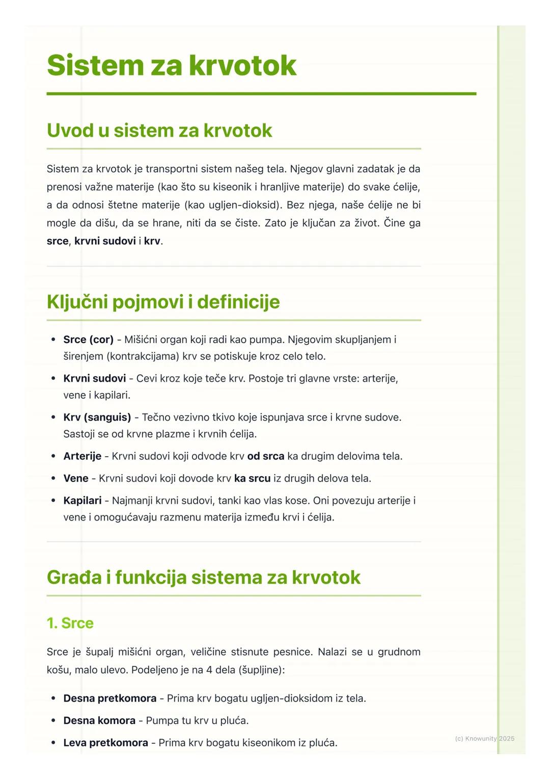 # Sistem za krvotok

Uvod u sistem za krvotok

Sistem za krvotok je transportni sistem našeg tela. Njegov glavni zadatak je da
prenosi važne