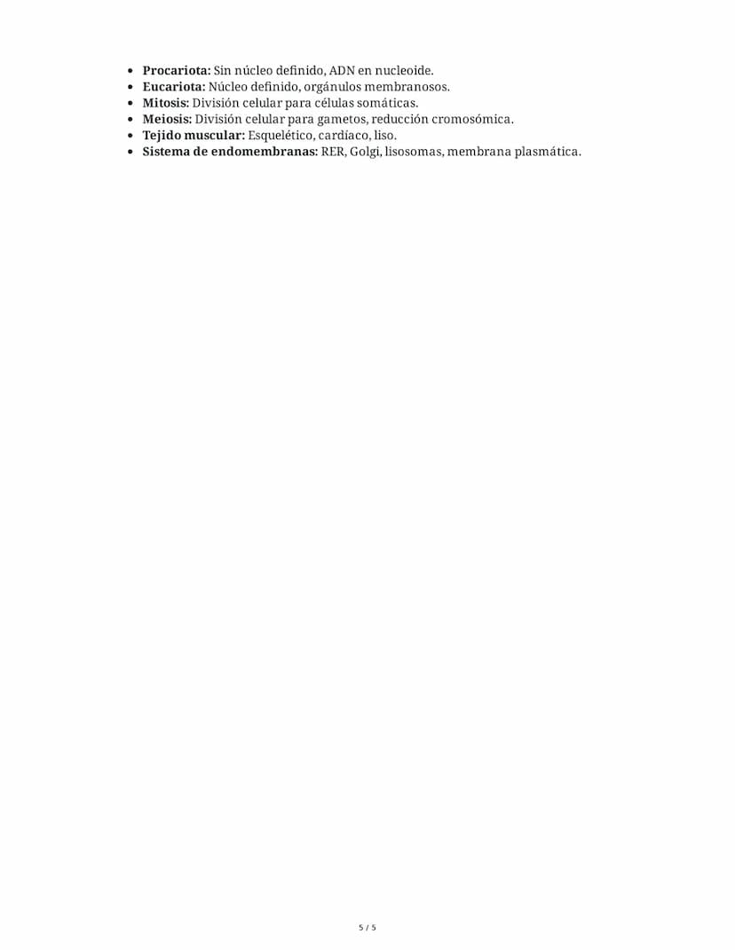 1. Tipos de Células
Células Procariotas
• Características:
Resumen de Biología 2
• No poseen núcleo definido ni orgánulos membranosos.
• El 