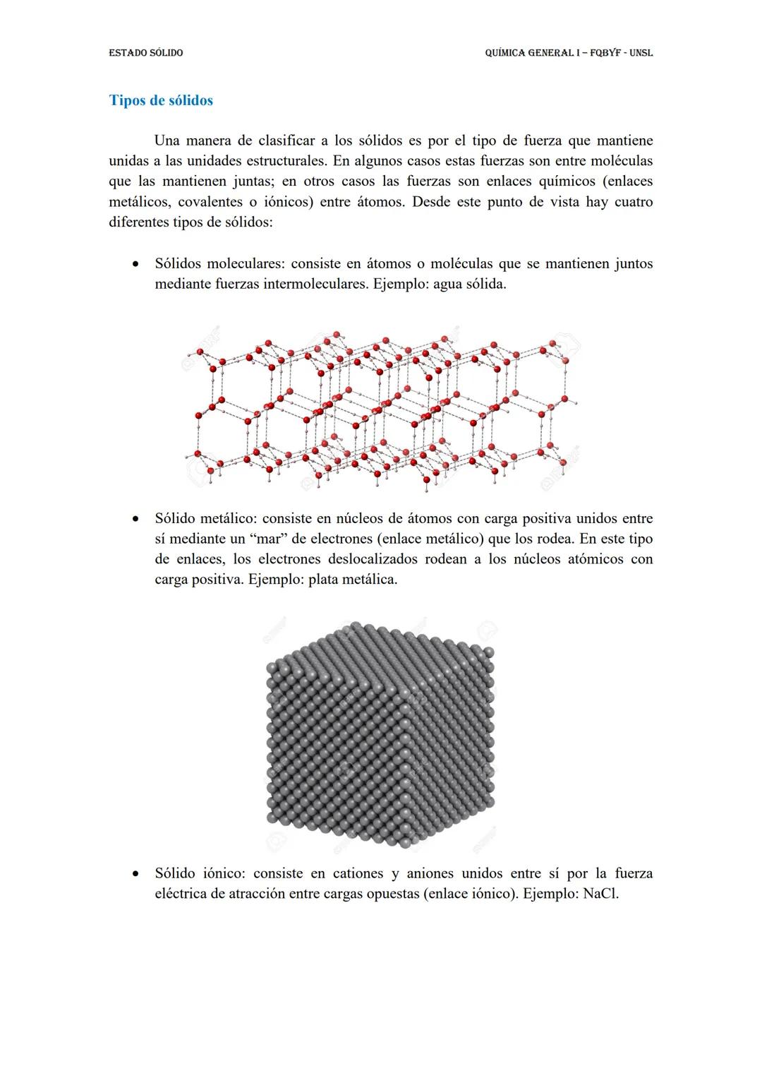 ## ESTADO SOLIDO

QUÍMICA GENERALI - FQBYF - UNSL

## ESTADO SÓLIDO

En el estado sólido, las fuerzas cohesivas son más fuertes que las fuer