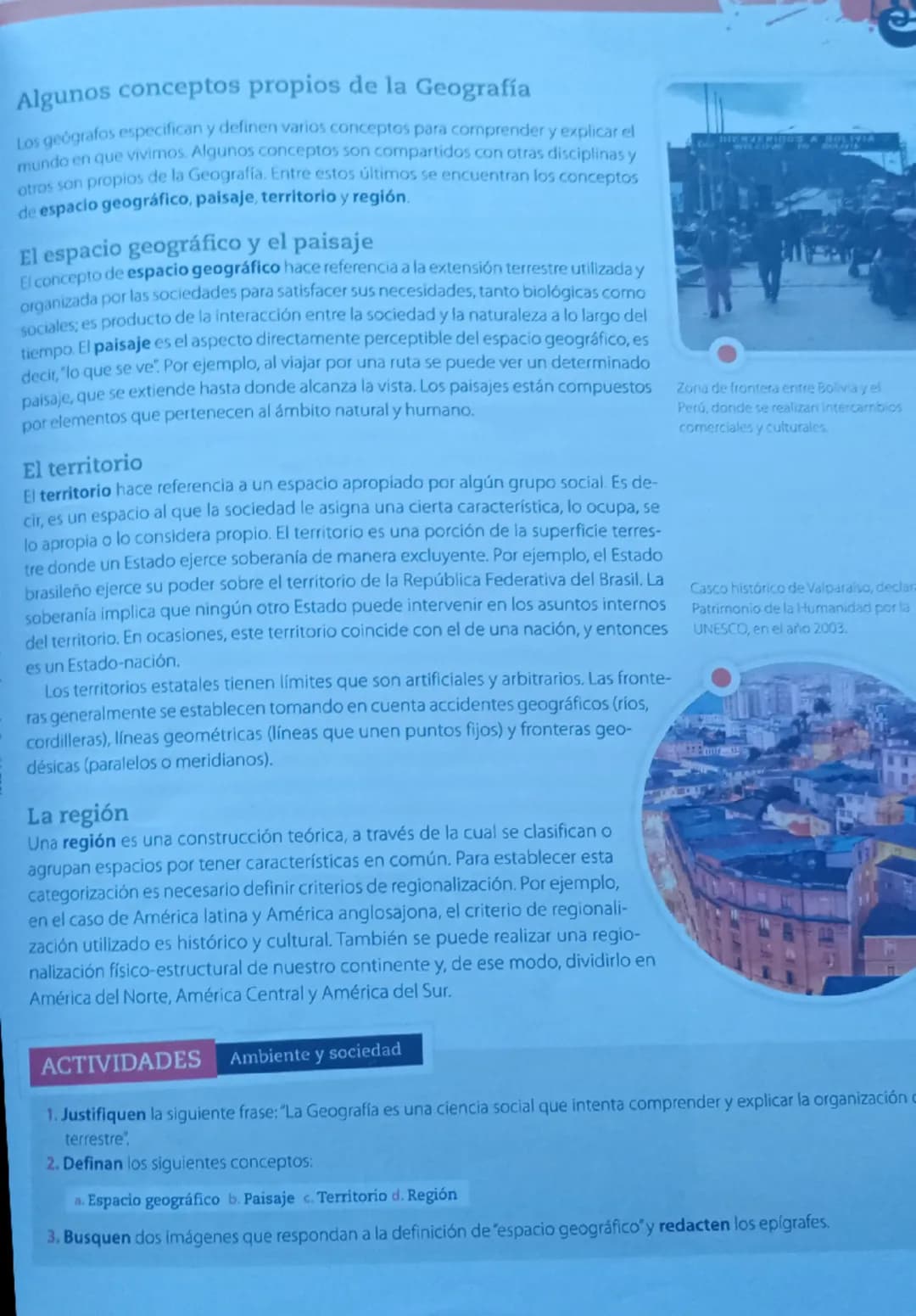 1. El objeto
de estudio y
los conceptos
de la Geografía
Claves
• Espacio geográfico
•Paisaje
Territorio
• Región
RLD
La Geografía es una dis