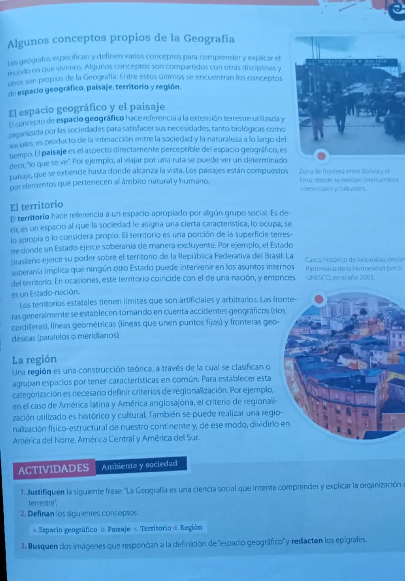 1. El objeto
de estudio y
los conceptos
de la Geografía
Claves
• Espacio geográfico
•Paisaje
Territorio
• Región
RLD
La Geografía es una dis