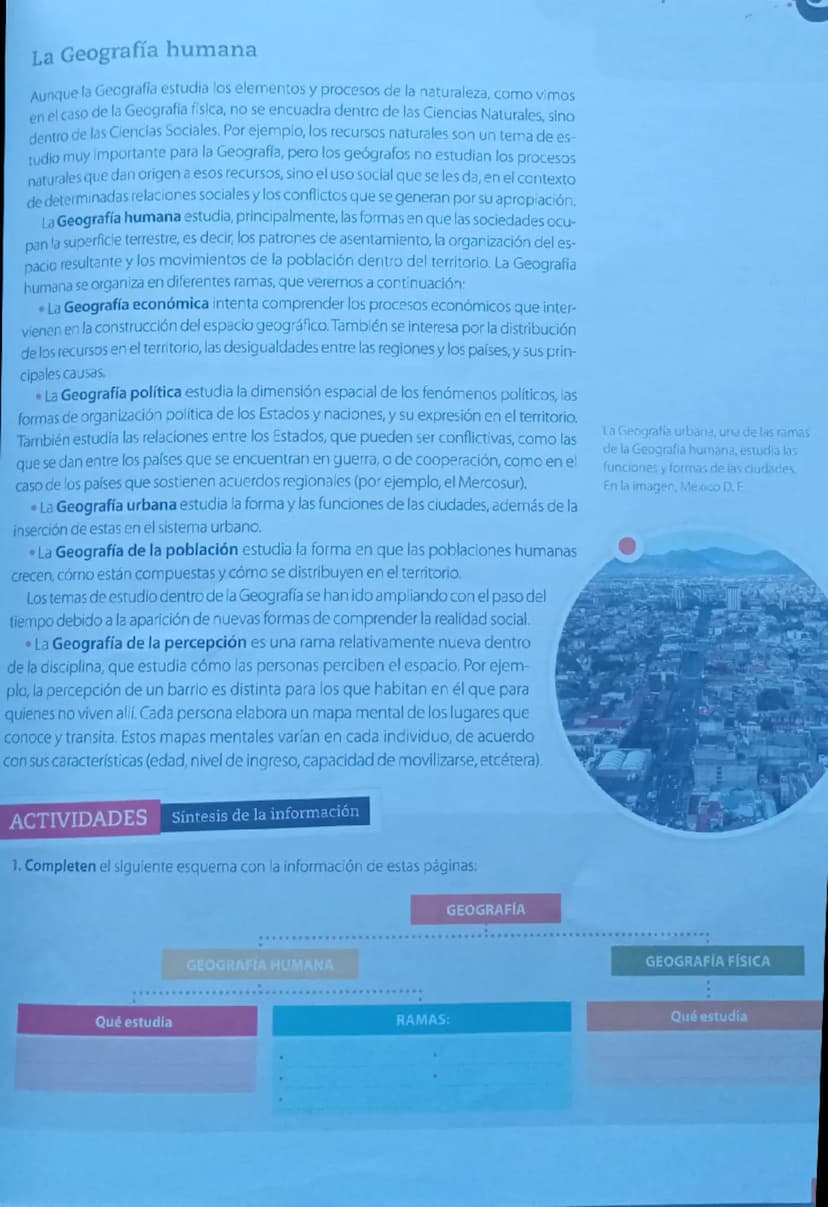 1. El objeto
de estudio y
los conceptos
de la Geografía
Claves
• Espacio geográfico
•Paisaje
Territorio
• Región
RLD
La Geografía es una dis