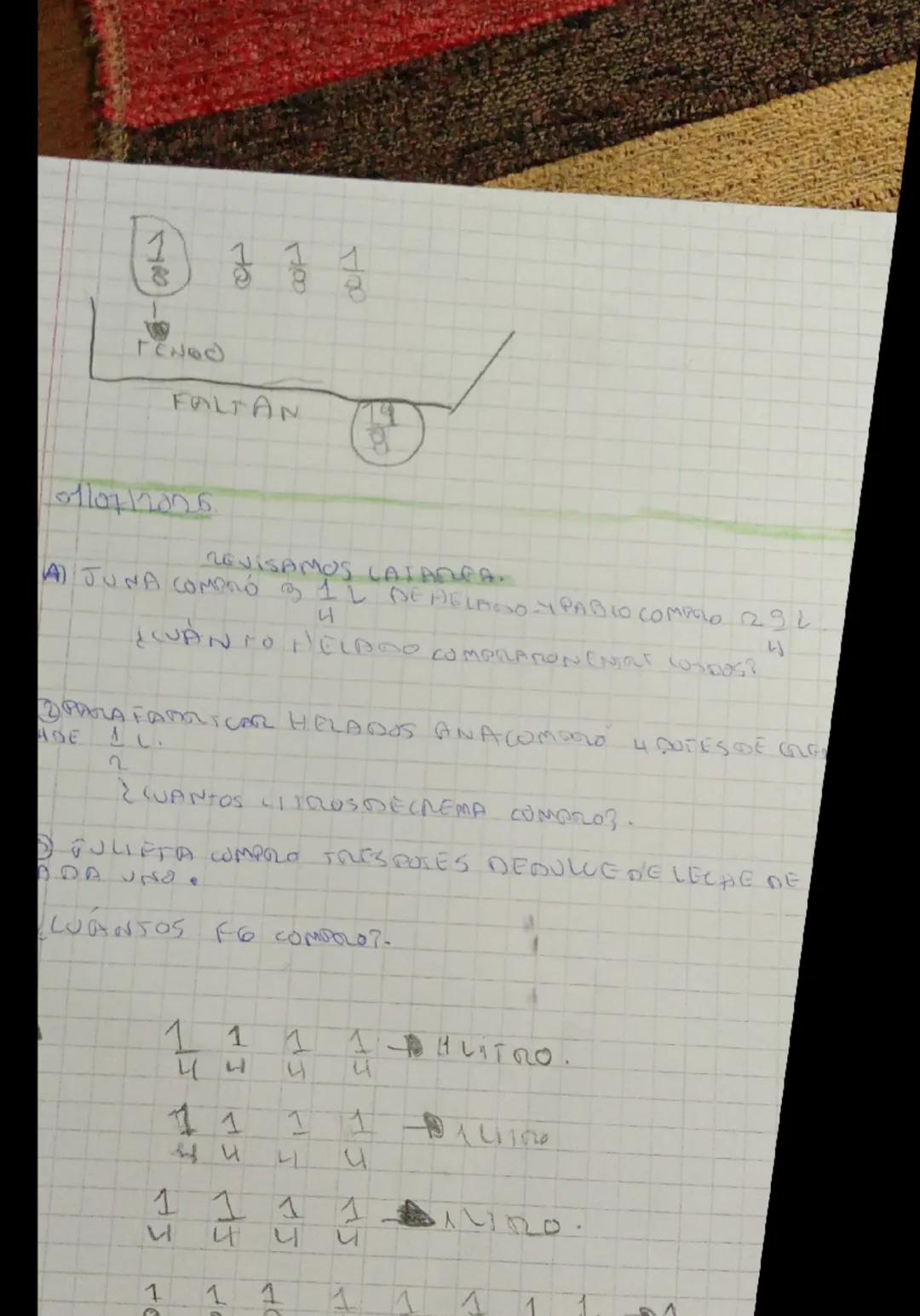 ```
1
TENGO
FALTAN
01/07/2026
REVISAMOS LATAREA.
A JUNA COMPRÓ 1 L DE HELADO Y PABLO COMPRO 2 L
4
¿CUÁNTO DE HELADO COMPRARON ENTRE LOS DOS?