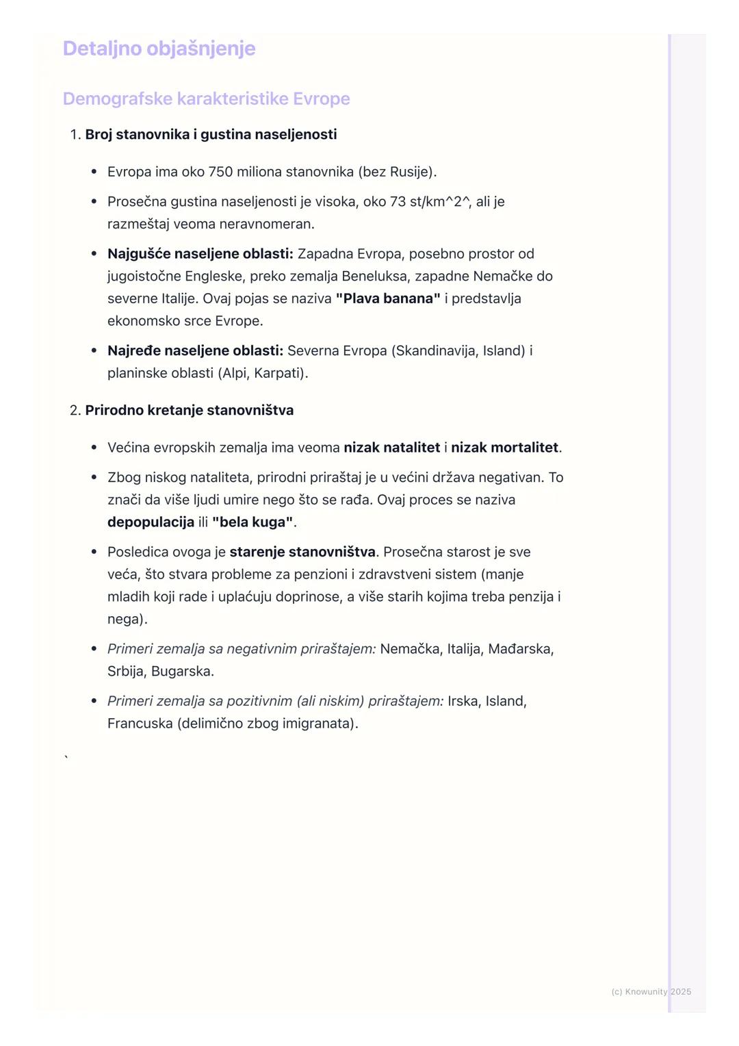 # Stanovništvo i naselja Evrope

Uvodne napomene

Evropa je jedan od najgušće naseljenih kontinenata, sa dugom i složenom
istorijom naseljav