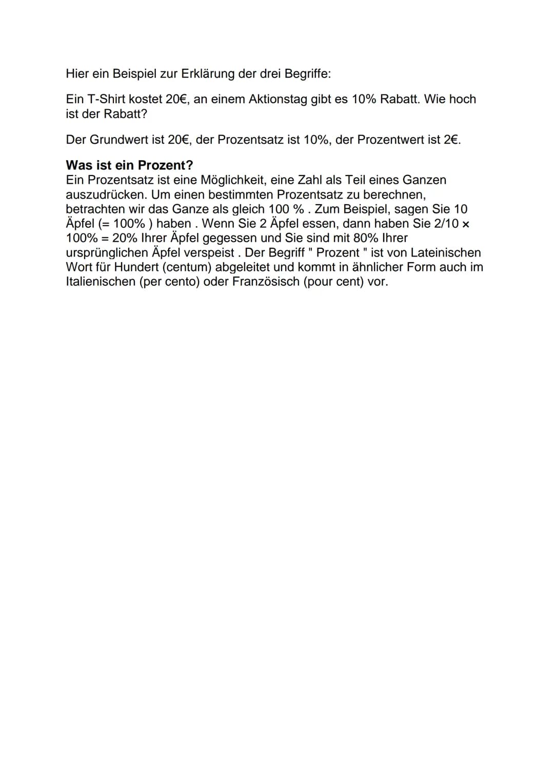 # 8. Klasse - Prozentrechnung
Zusammenfassung

Wann brauchen wir Prozentrechnungen?
Im Alltag begegnen wir täglich Prozenterechnungen: Rabat