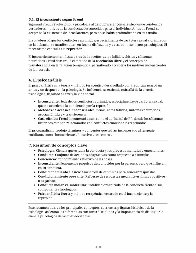 Resumen de Psicología: Definición, Historia y Corrientes
Principales
1. ¿Qué es la Psicología?
La psicología es una ciencia que busca compre
