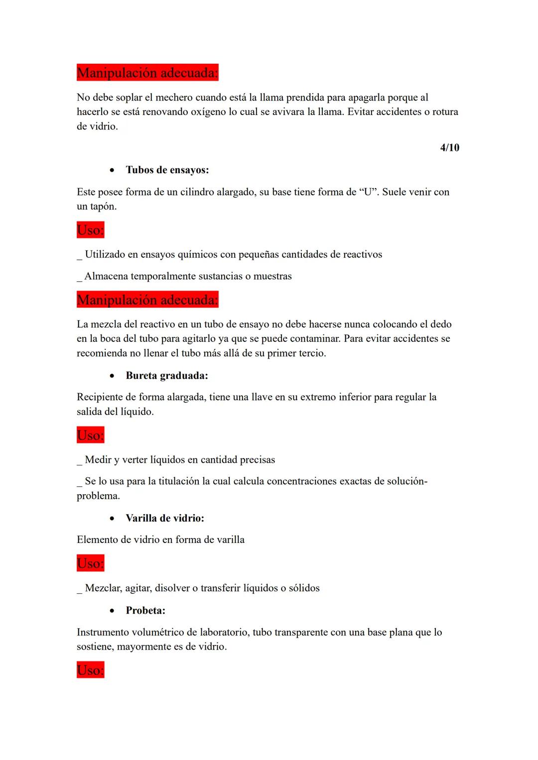 1/10
INFORME SOBRE EL MATERIAL DEL LABORATORIO
I.
Objetivo:
- Familiarizar al estudiante con el material del laboratorio de química
- Compre