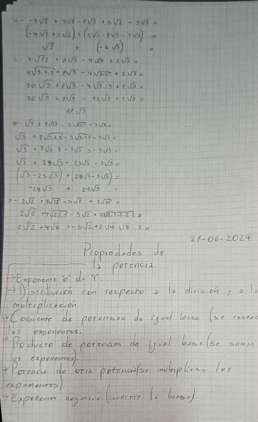 02-05-2024

Escriban verdadero a solso según corresponds.

2) $6^4.6^3 = 6^{20}$ $b^9$

$2^{10}: 2^4 = 2^6$ $V$ $V$

c) d.d.d.d.d. = $5d$ $d
