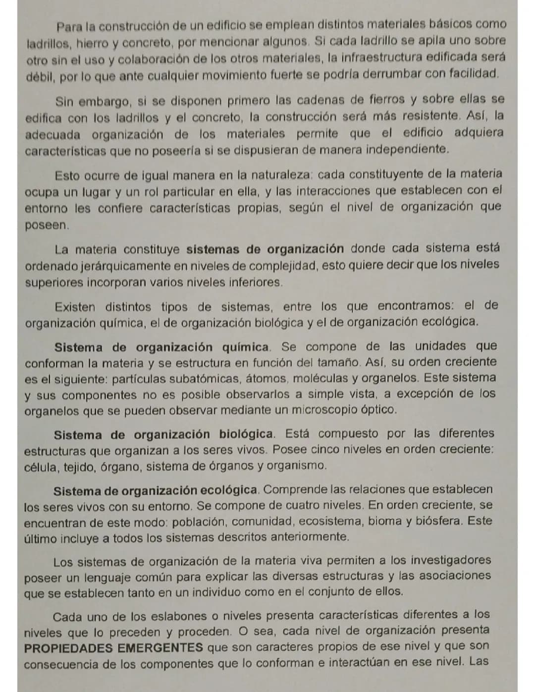 Niveles de Organización de la Materia