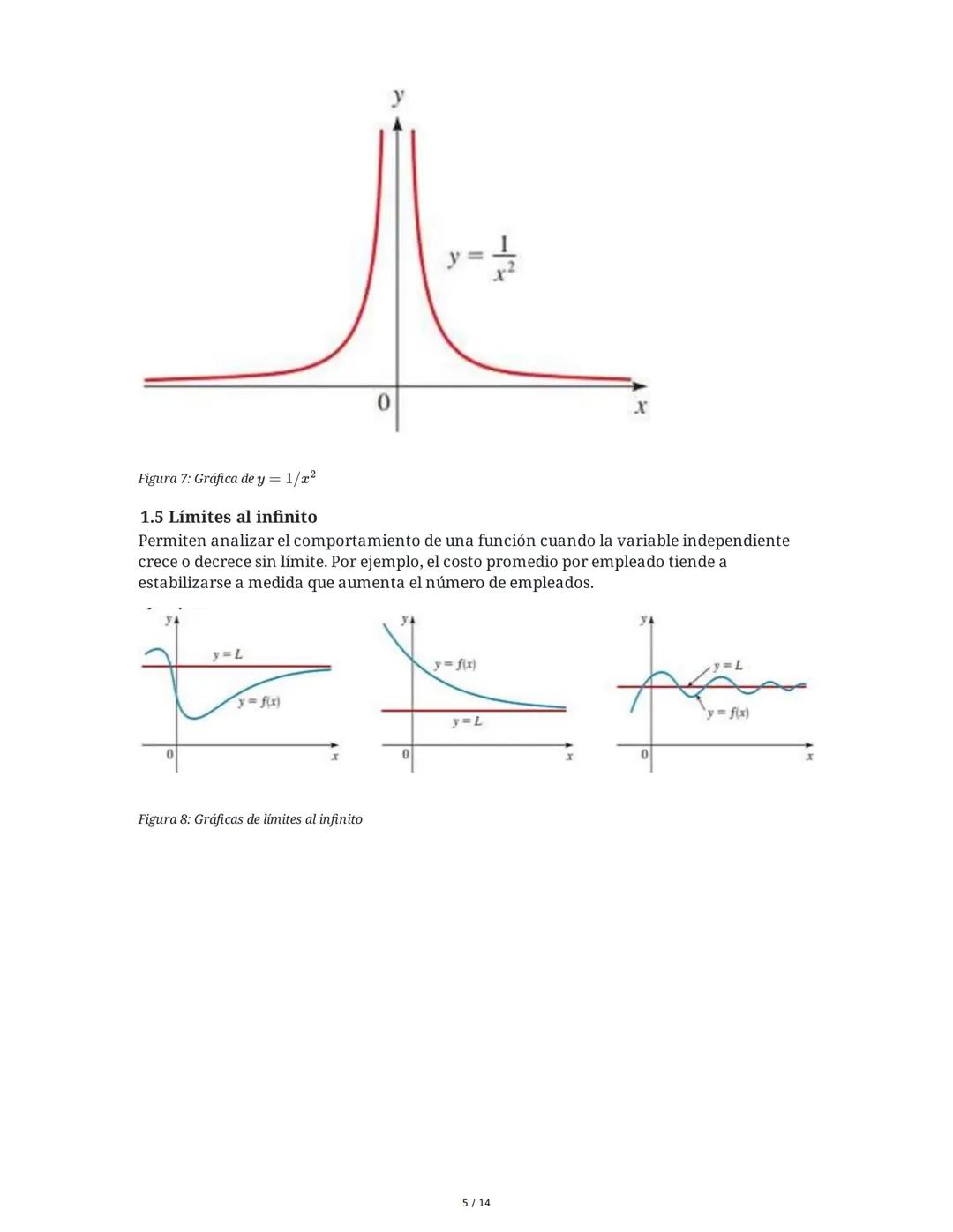 Métodos Cuantitativos - Resumen
1. Límite de una función
1.1 Noción intuitiva de límite
El límite es una herramienta matemática fundamental 