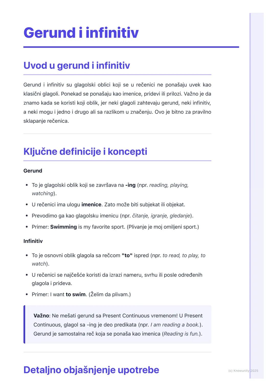 # Gerund i infinitiv

## Uvod u gerund i infinitiv

Gerund i infinitiv su glagolski oblici koji se u rečenici ne ponašaju uvek kao
klasični 