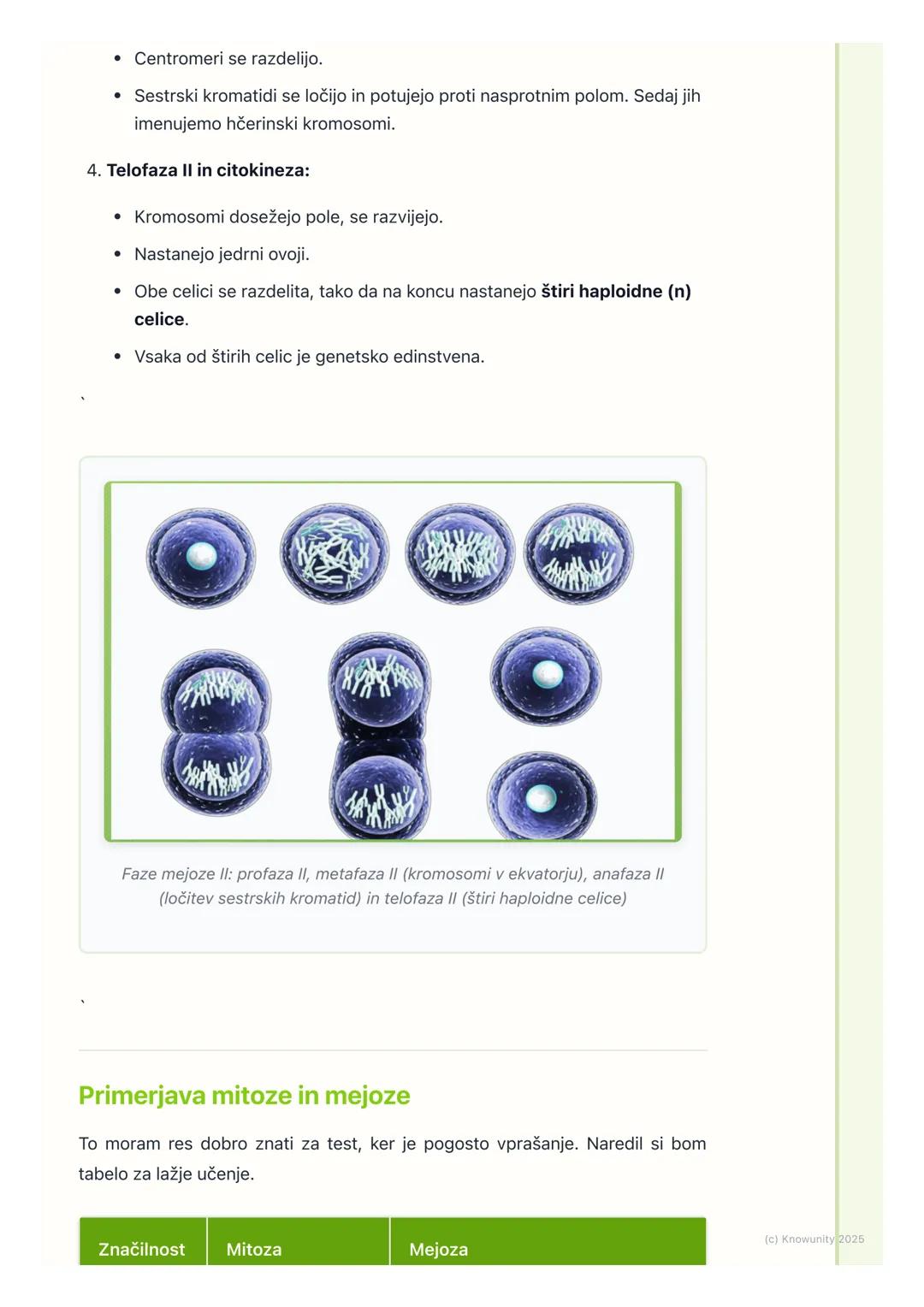 # Mejoza in nastanek spolnih
celic

Uvod v mejozo

Mejoza je poseben tip celične delitve, ki je ključen za spolno razmnoževanje.
Pri tem pro