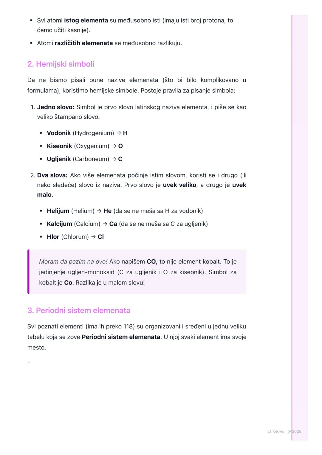 # Elementi

Šta su elementi?

Elementi su deo grupe čistih supstanci. Sećam se, čiste supstance imaju
stalan sastav i stalne osobine. Dele s
