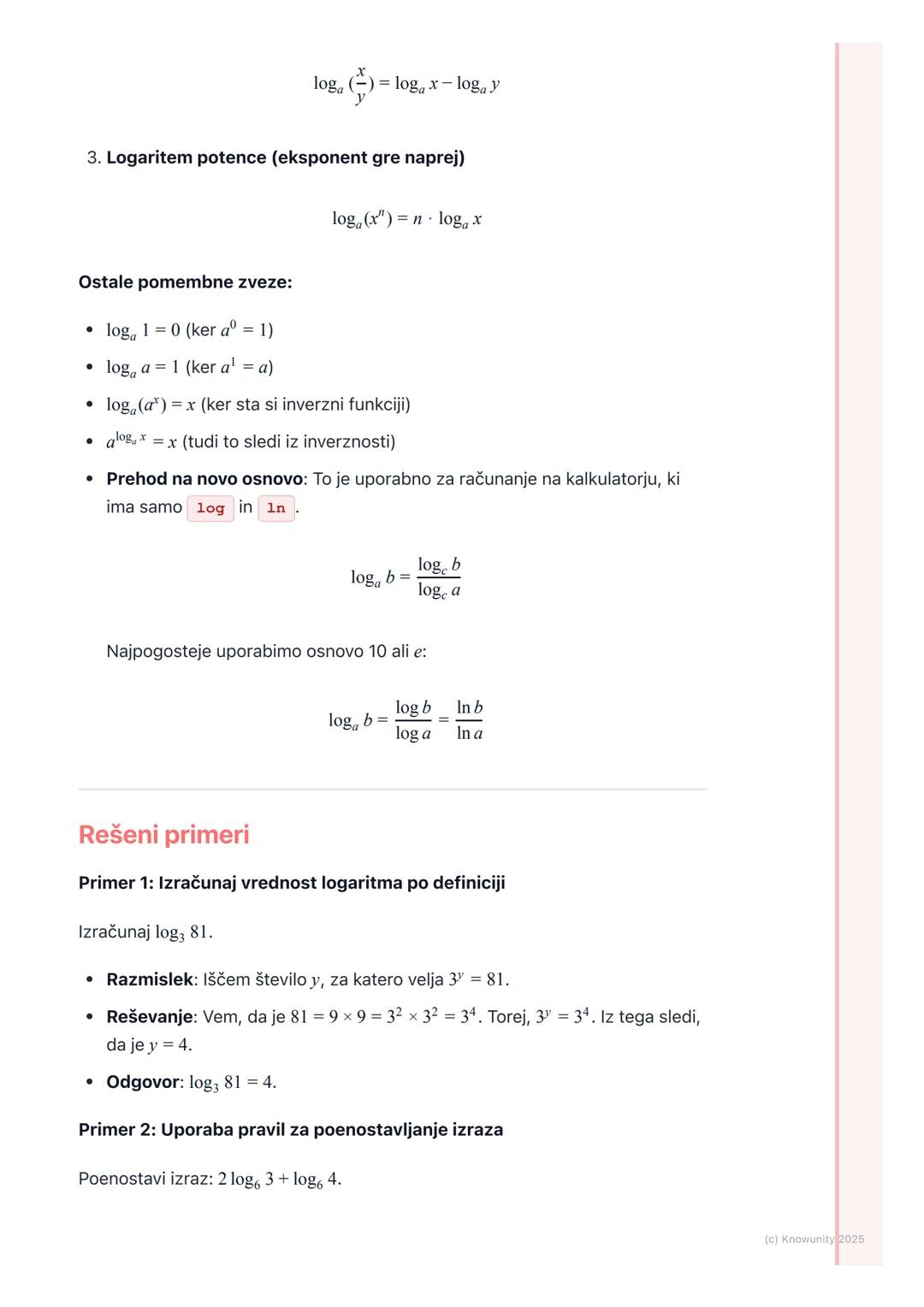 # Logaritemska funkcija

Definicija logaritma in logaritemske funkcije

Logaritem je v bistvu obratna operacija od potenciranja. Medtem ko p