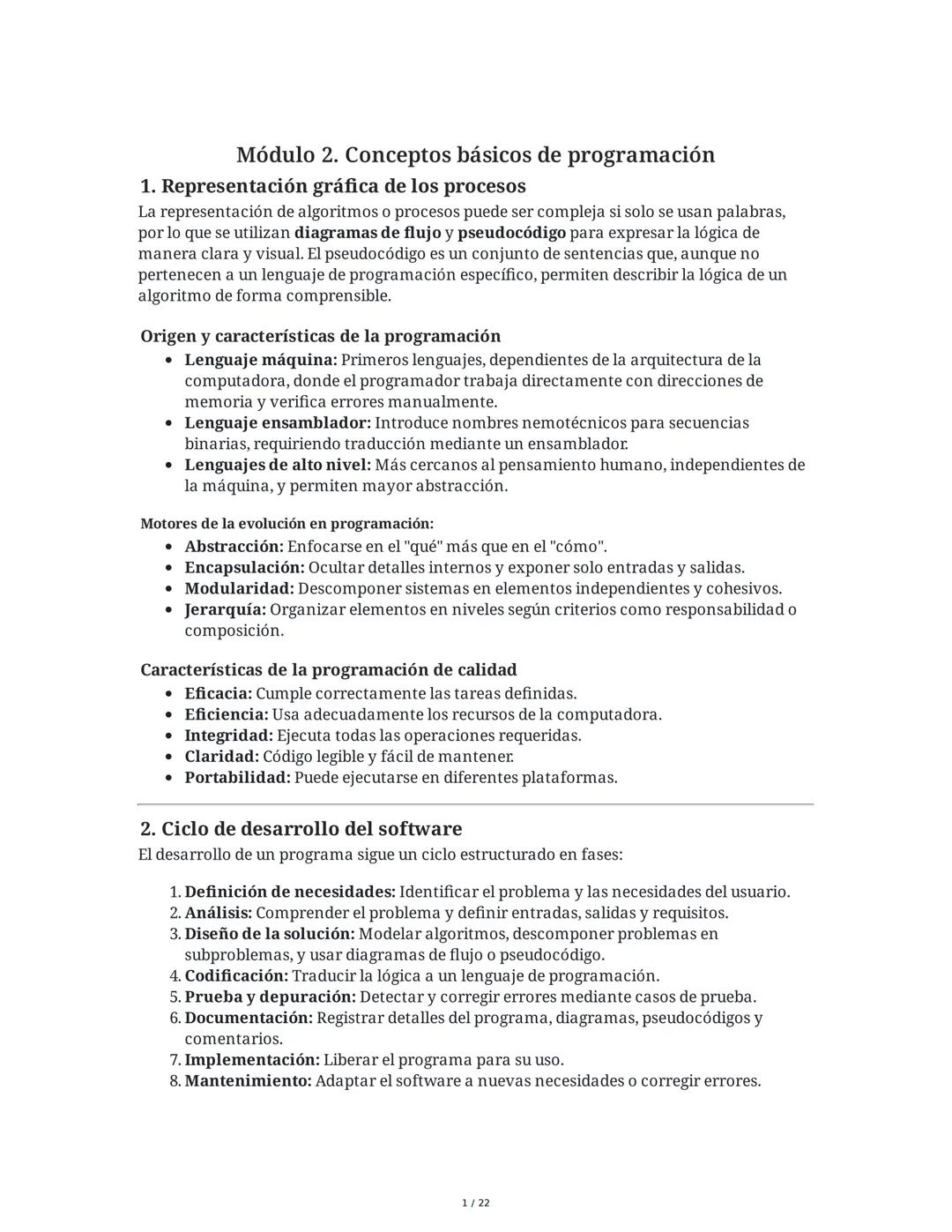 Módulo 2. Conceptos básicos de programación
1. Representación gráfica de los procesos
La representación de algoritmos o procesos puede ser c