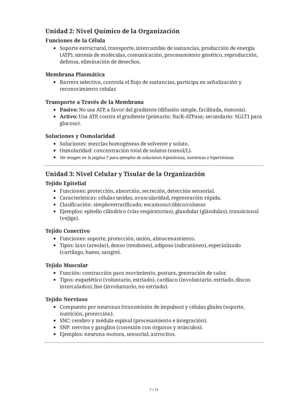 Índice Temático
Resumen Completo de Cuerpo I
1. Introducción al cuerpo humano
2. Nivel químico de la organización
3. Nivel celular y tisular