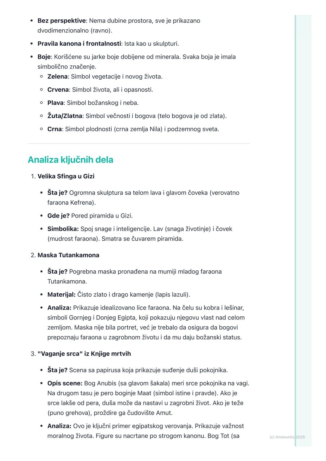 # Umetnost drevnog Egipta

Uvodni pregled

Egipatska umetnost je trajala skoro 3000 godina i ostala je neverovatno
nepromenjena. Njena glavn